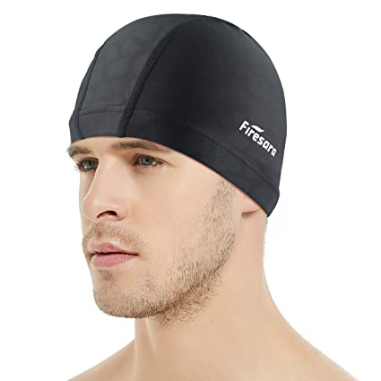 The swim cap made of fabric or lycra